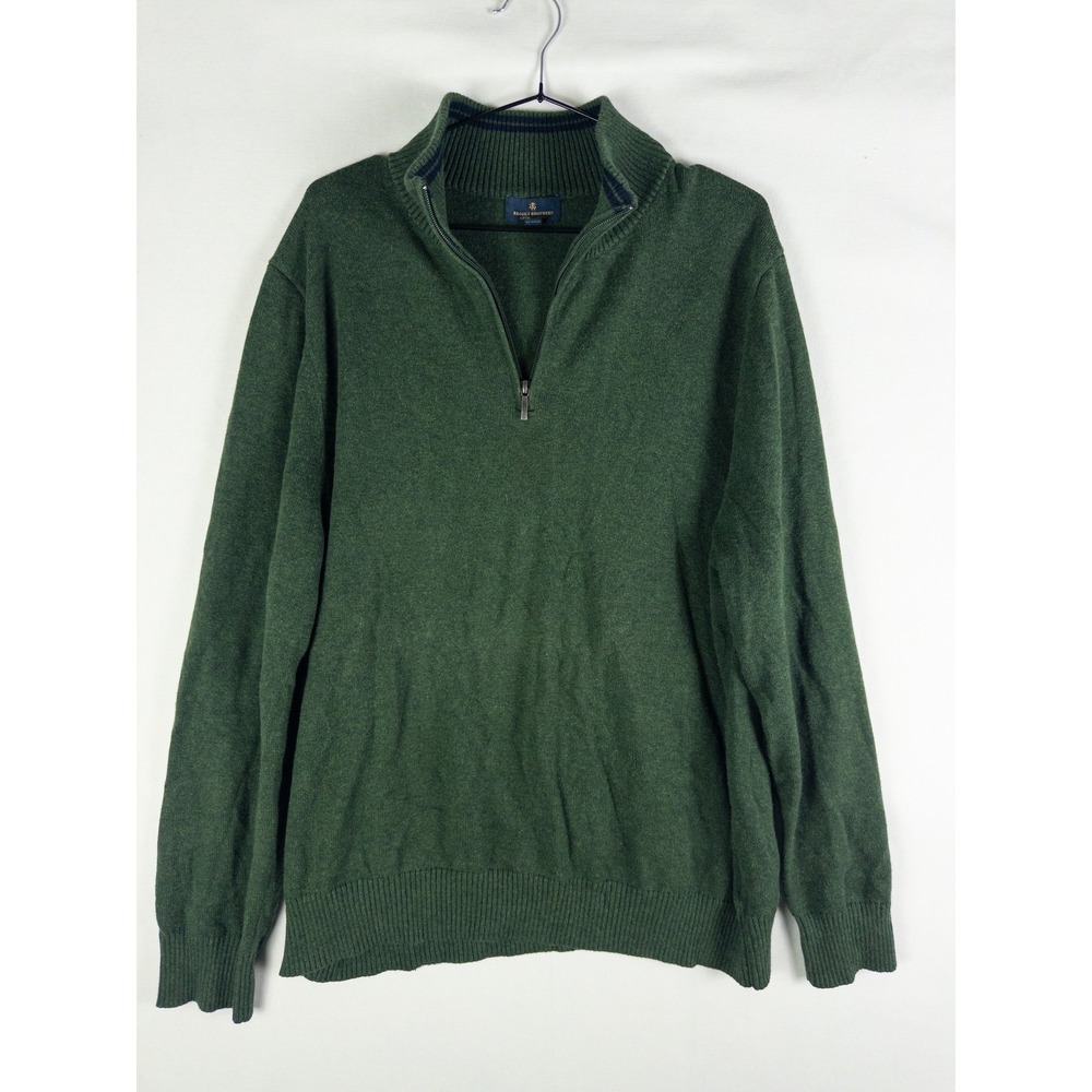 Brooks Brothers Cotton Cashmere Quarter Zip Sweater Mens XL Forest Green Old Mon